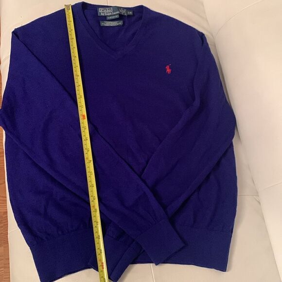 Polo by Ralph Lauren Merino Wool Italian Yarn V- Neck Sweater Men’s Size L - Picture 5 of 7